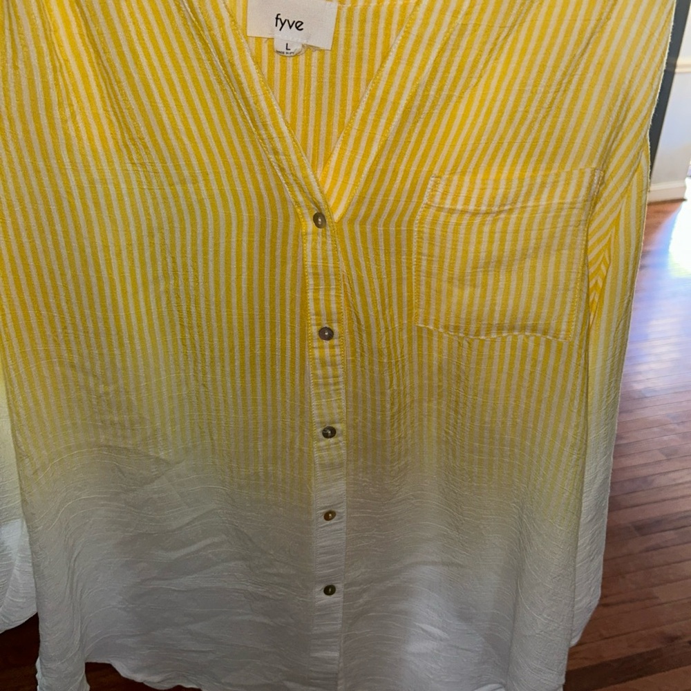 Frye Yellow Ombre Button-Down Blouse - image 4